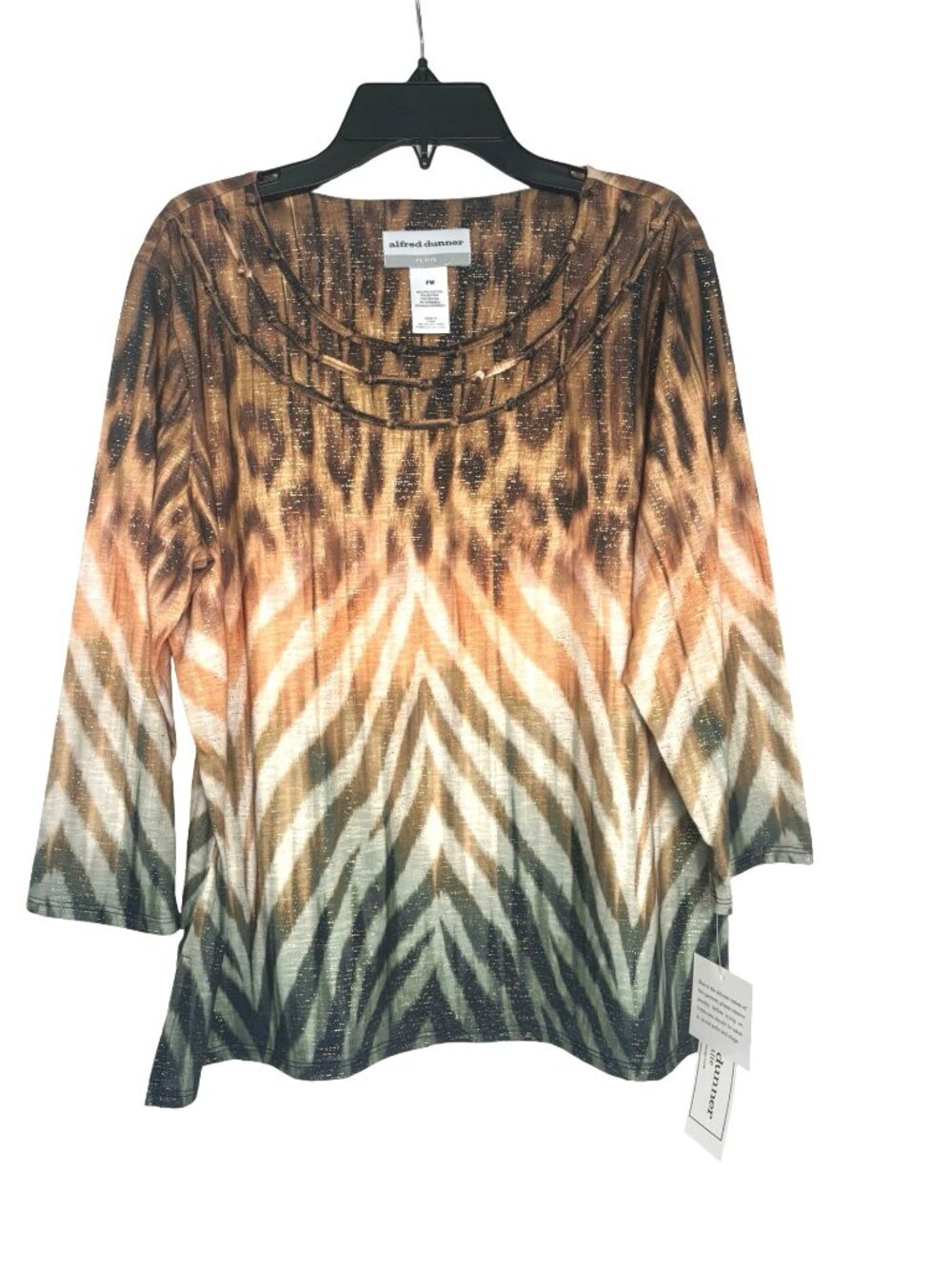 Alfred Dunner 3/4 Sleeve Top PM Fall Autumn Color New